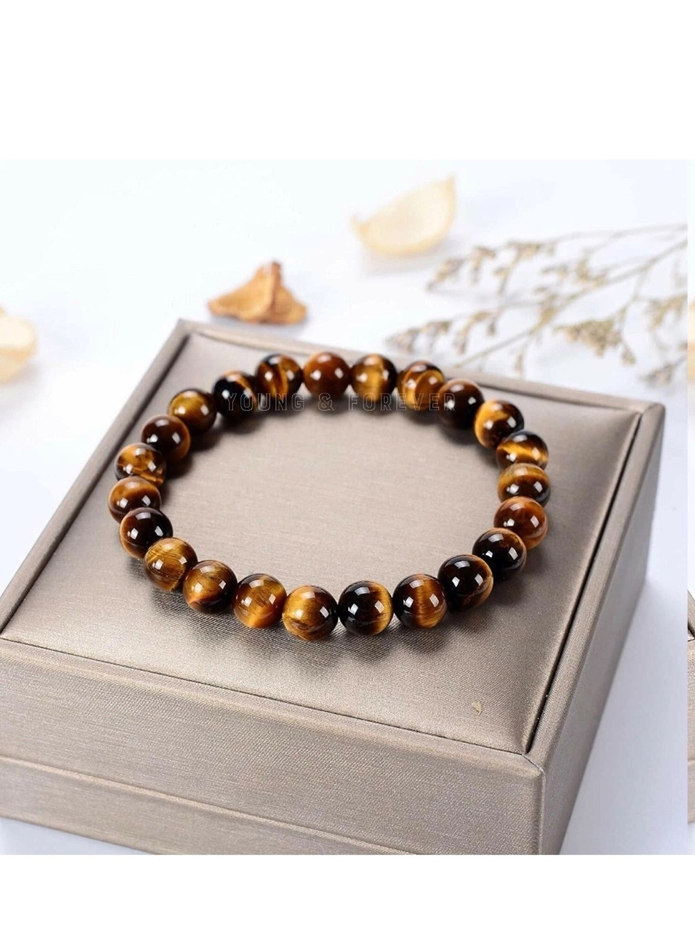 New Strech Tiger Eye Beaded Stretch Bracelet - Brown